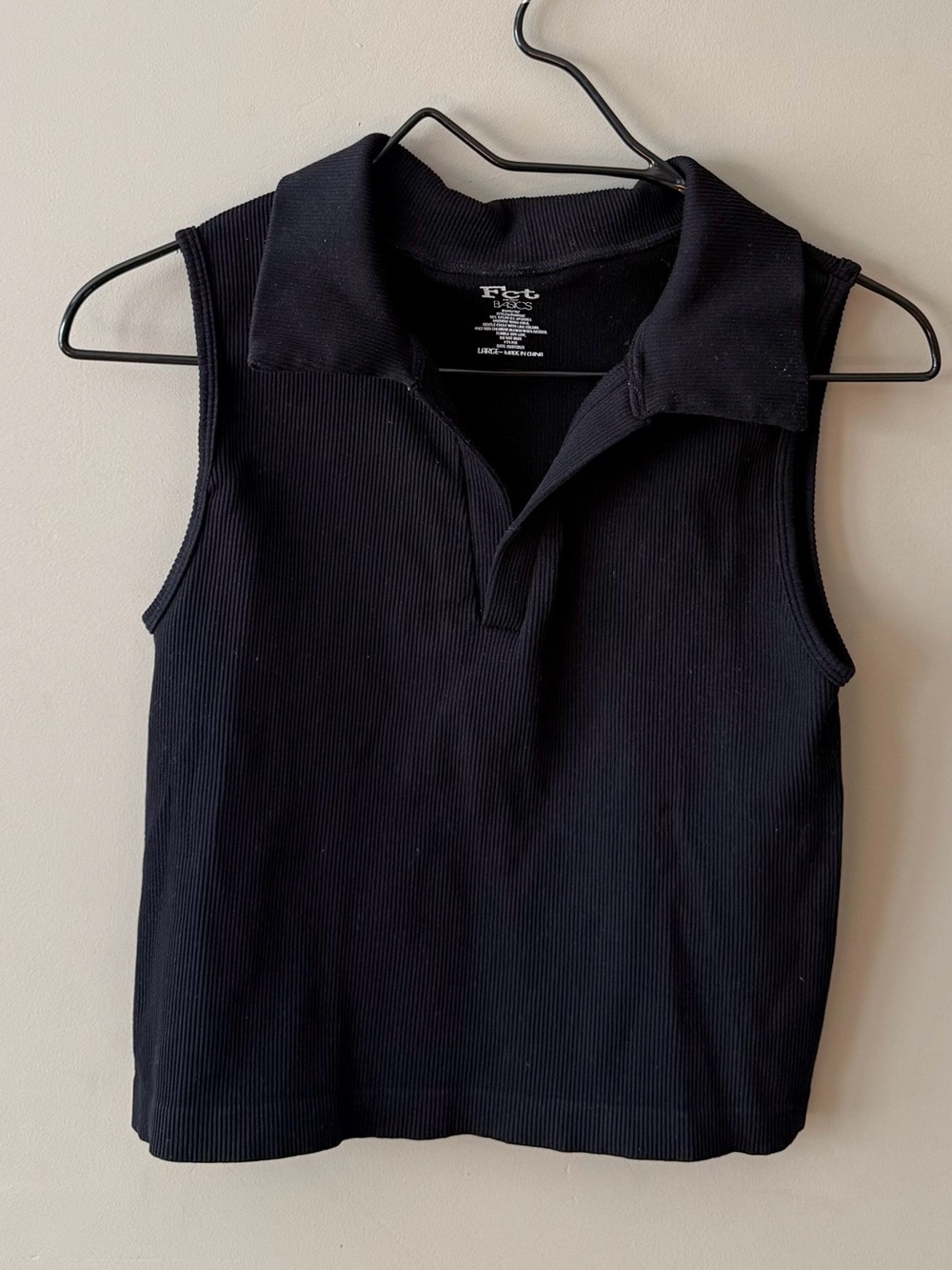 Fct Basics Ribbed Collared Tank Top Black Large Like New